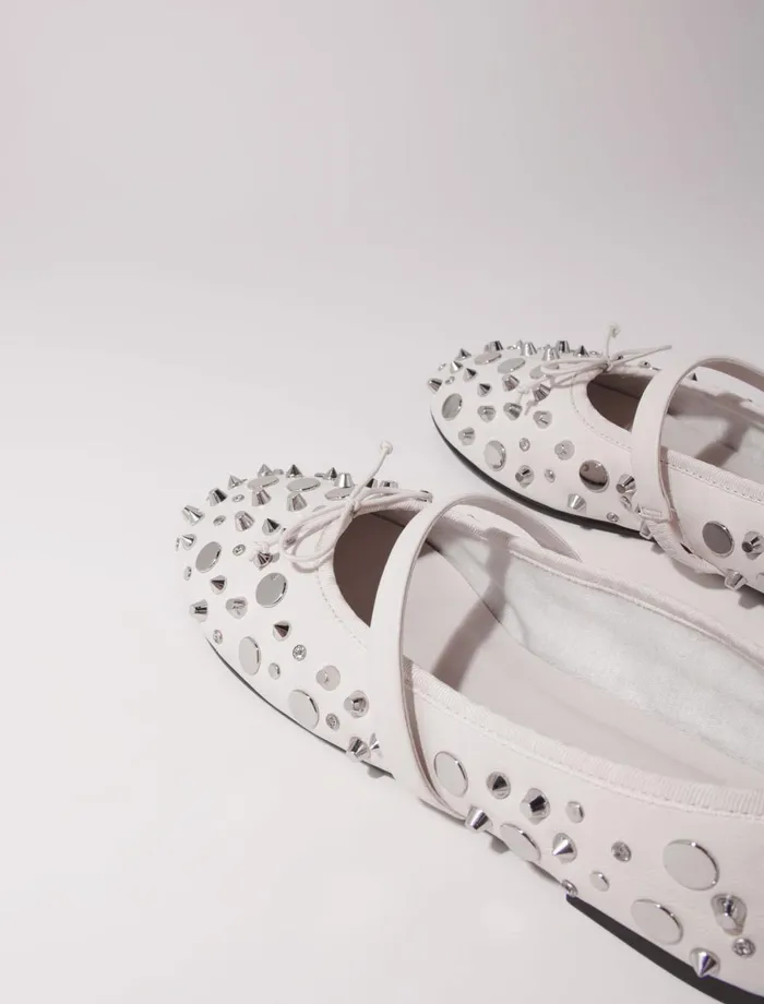 Ballerinas Women Maje Studded Ballet Flats Ecru Vanilla