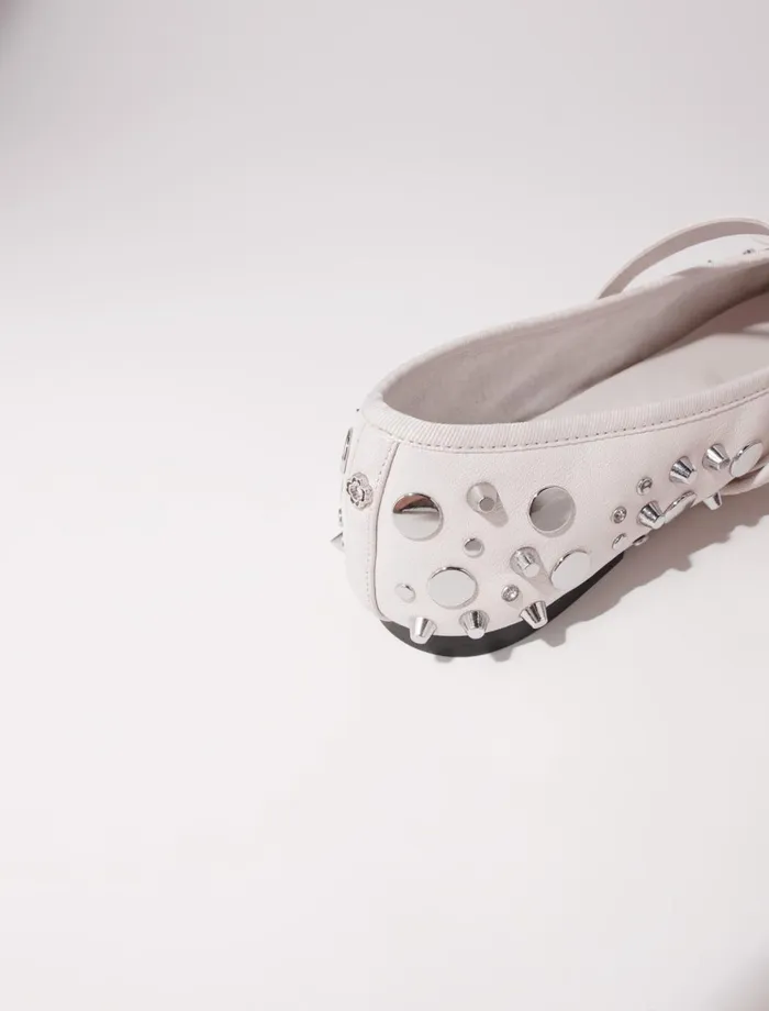 Ballerinas Women Maje Studded Ballet Flats Ecru Vanilla
