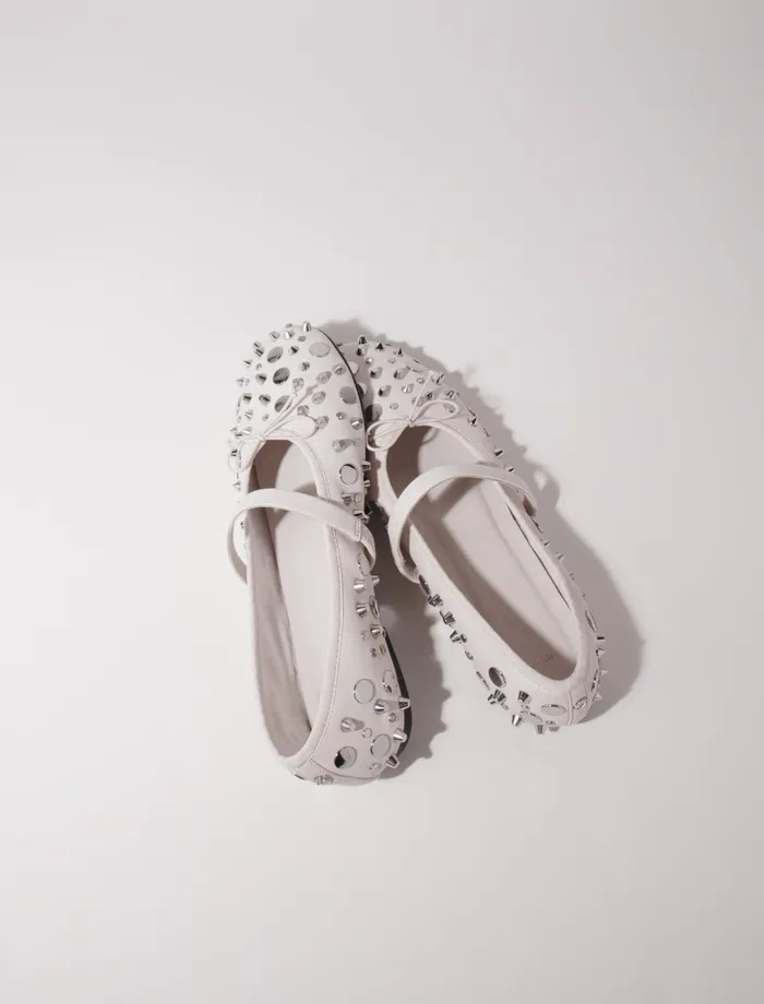 Ballerinas Women Maje Studded Ballet Flats Ecru Vanilla