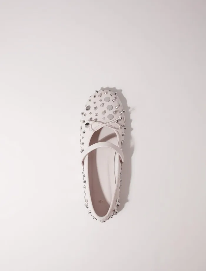 Ballerinas Women Maje Studded Ballet Flats Ecru Vanilla