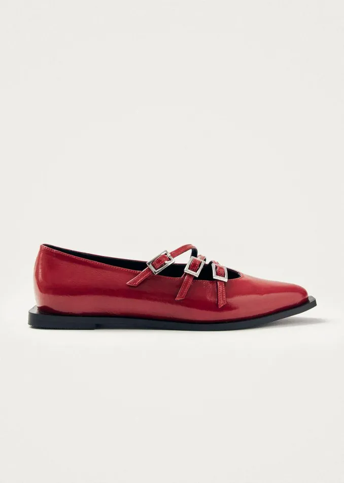Ballet Flats Women ALOHAS Jive Onix Red Leather Ballet Flats
