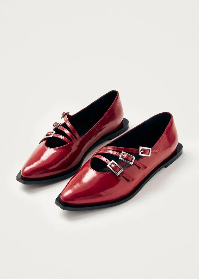 Ballet Flats Women ALOHAS Jive Onix Red Leather Ballet Flats