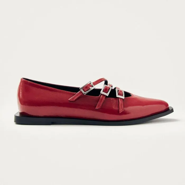 Ballet Flats Women ALOHAS Jive Onix Red Leather Ballet Flats