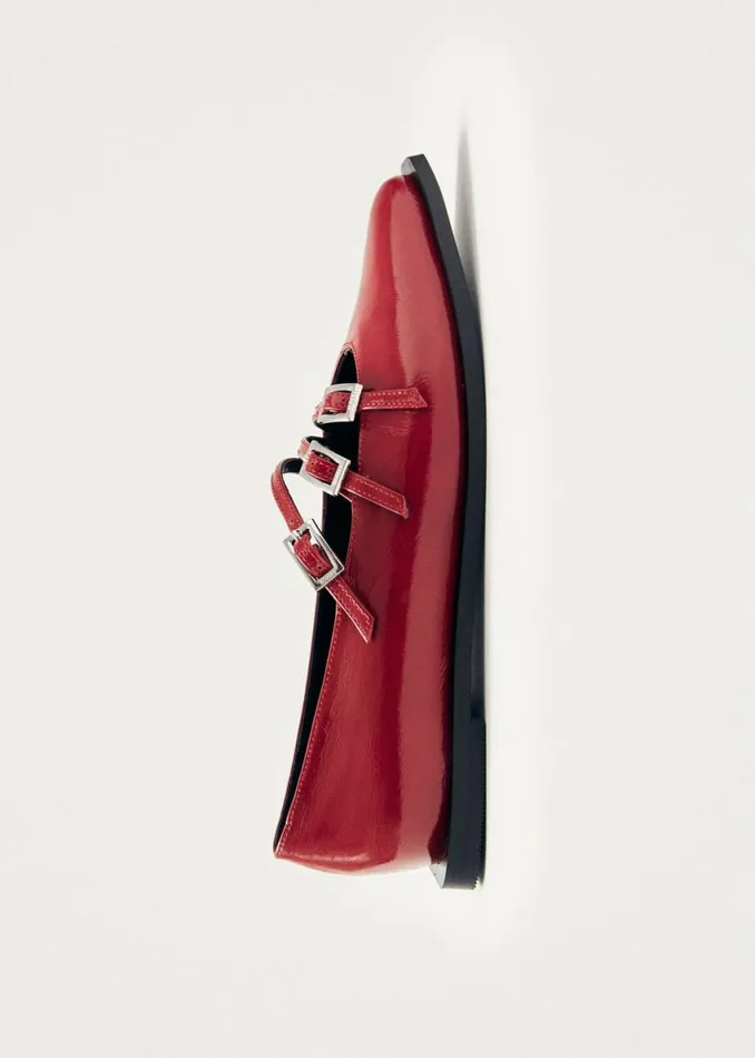 Ballet Flats Women ALOHAS Jive Onix Red Leather Ballet Flats
