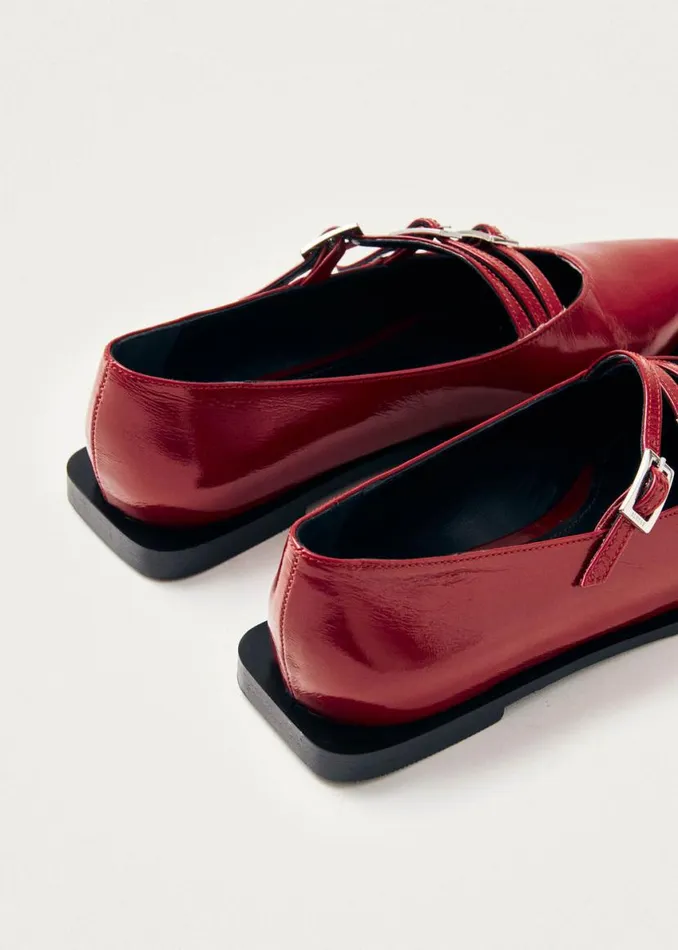 Ballet Flats Women ALOHAS Jive Onix Red Leather Ballet Flats