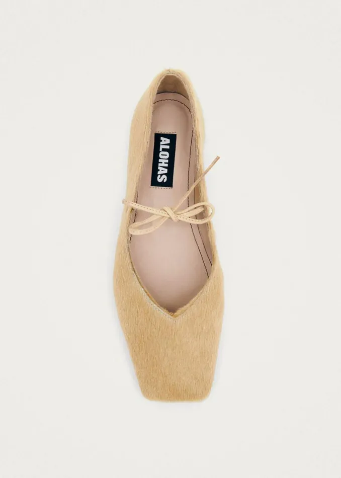 Ballet Flats Women ALOHAS Sway Soft Beige Leather Ballet Flats
