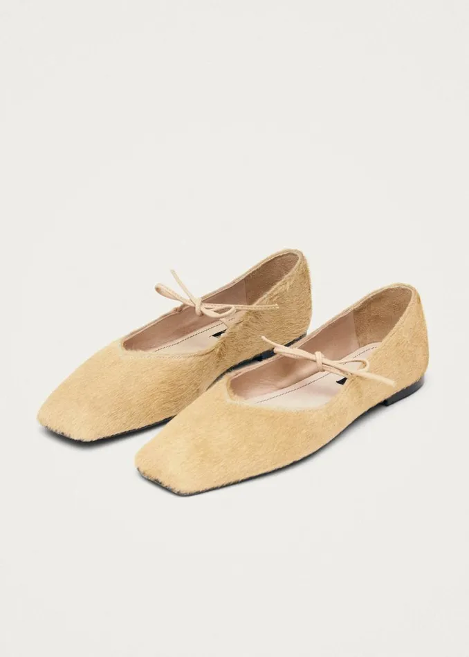 Ballet Flats Women ALOHAS Sway Soft Beige Leather Ballet Flats