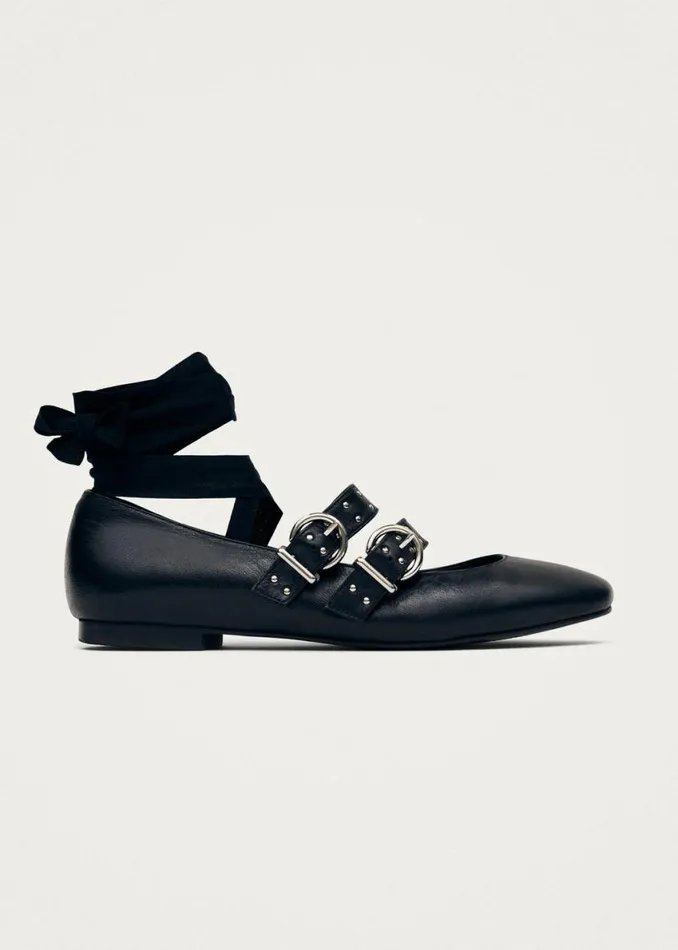 Ballet Flats Women ALOHAS Thekla Black Leather Ballet Flats