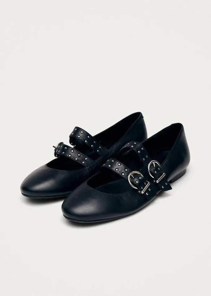 Ballet Flats Women ALOHAS Thekla Black Leather Ballet Flats