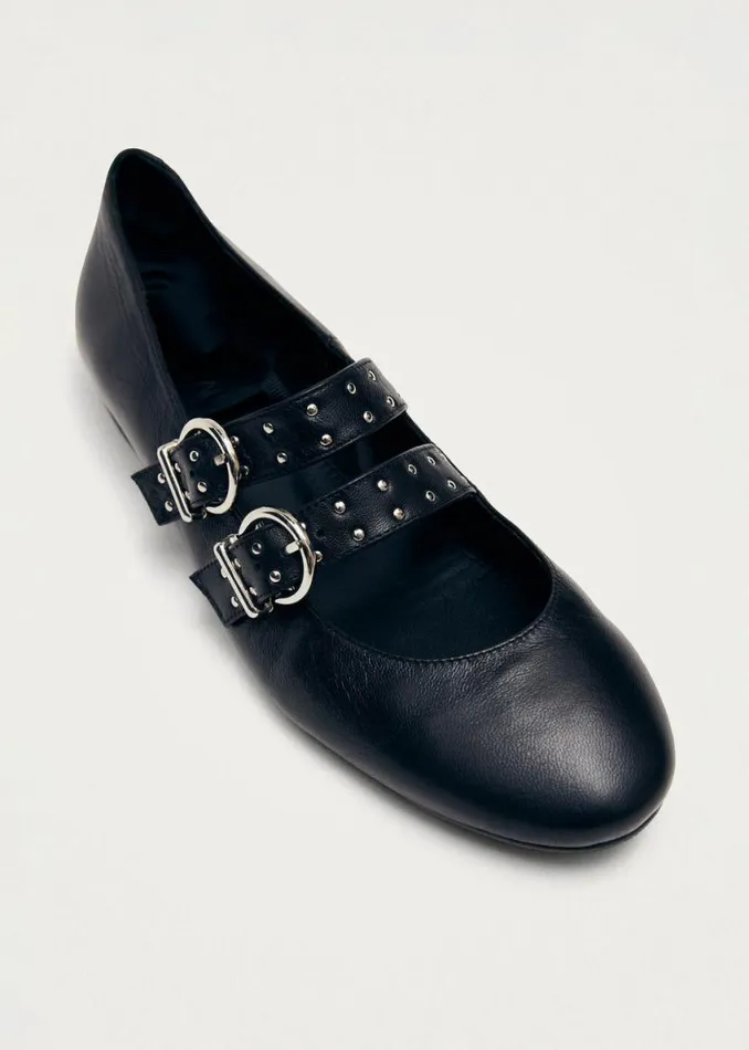 Ballet Flats Women ALOHAS Thekla Black Leather Ballet Flats