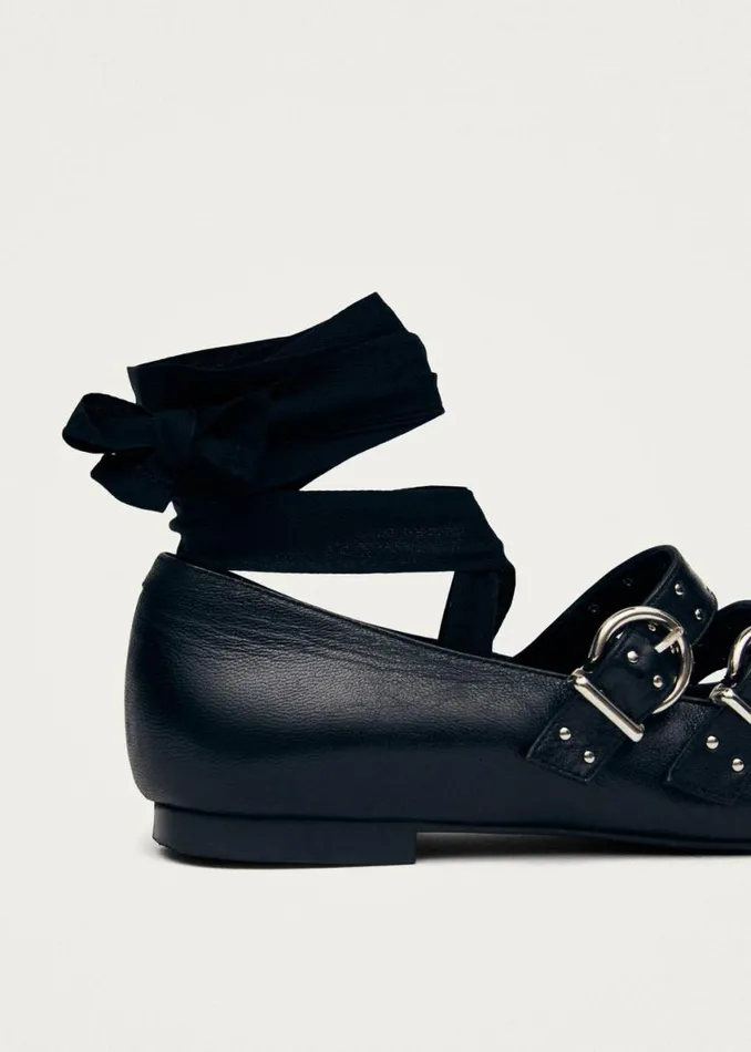 Ballet Flats Women ALOHAS Thekla Black Leather Ballet Flats