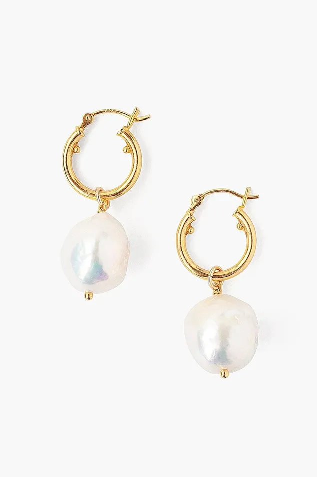 Baroque Pearl Hoop Earrings White Women Chan Luu Earrings
