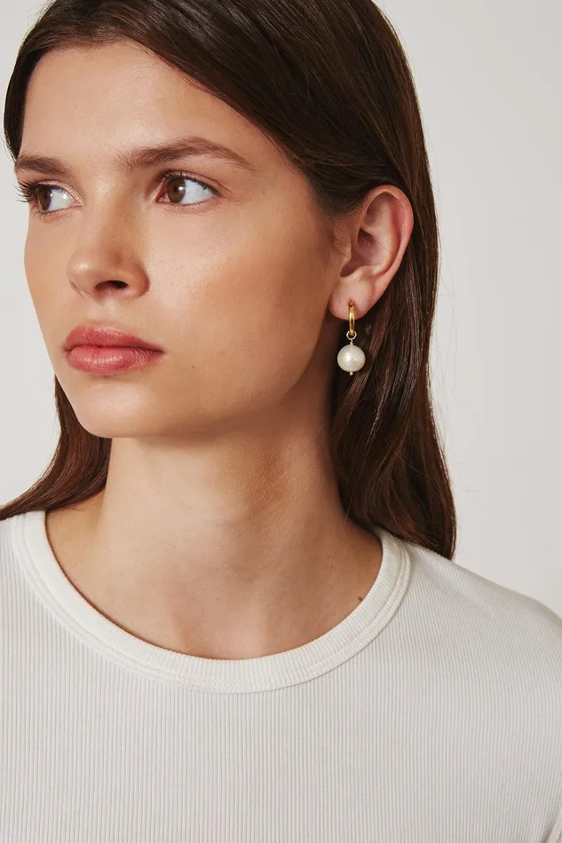 Baroque Pearl Hoop Earrings White Women Chan Luu Earrings