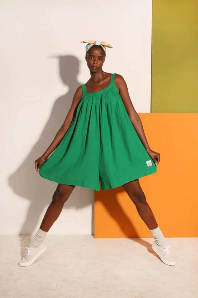 Basic Linen Romper Grass WomensShop LF Markey One Pieces