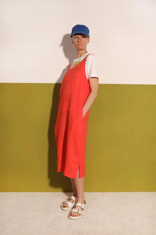 Basic Linen Shift Dress Vermillion WomensShop LF Markey Dresses
