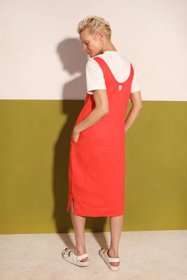 Basic Linen Shift Dress Vermillion WomensShop LF Markey Dresses