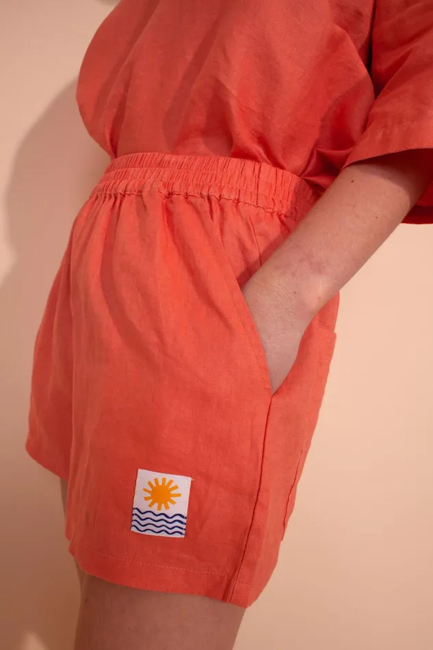 Basic Linen Shorts Coral WomensShop LF Markey Shorts