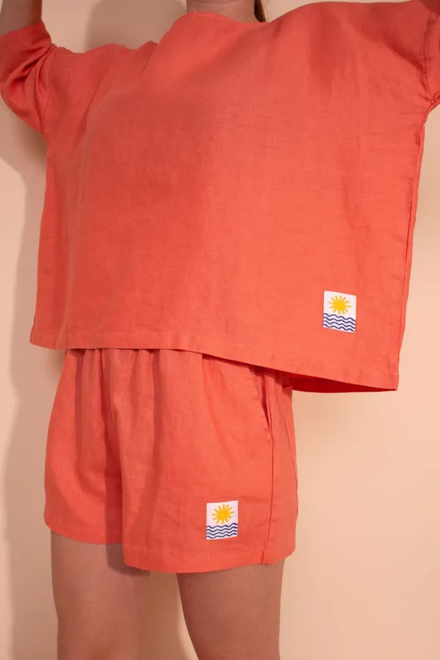 Basic Linen Shorts Coral WomensShop LF Markey Shorts