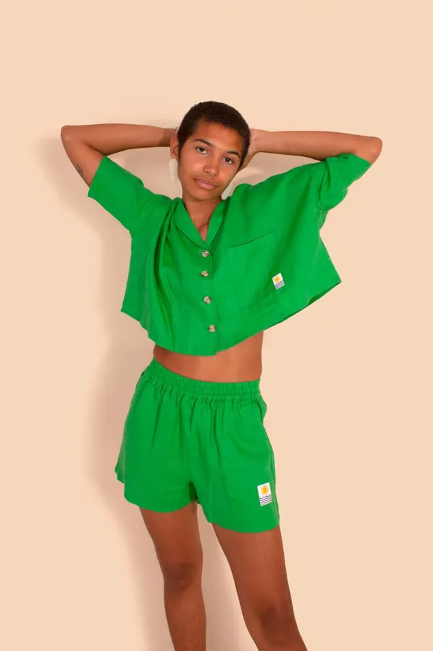 Basic Linen Shorts Green WomensShop LF Markey Shorts