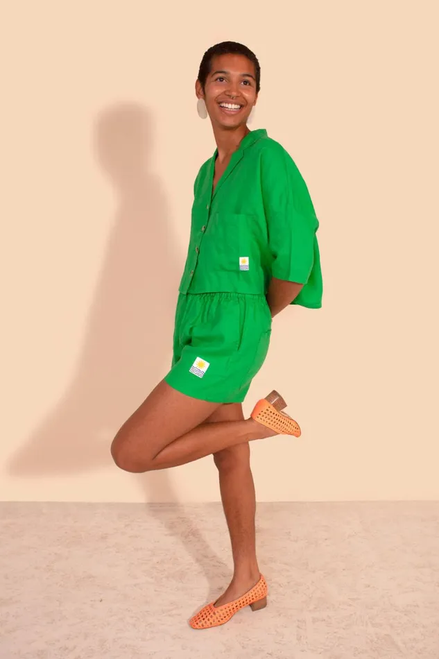 Basic Linen Shorts Green WomensShop LF Markey Shorts