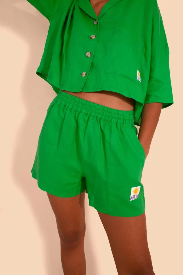 Basic Linen Shorts Green WomensShop LF Markey Shorts