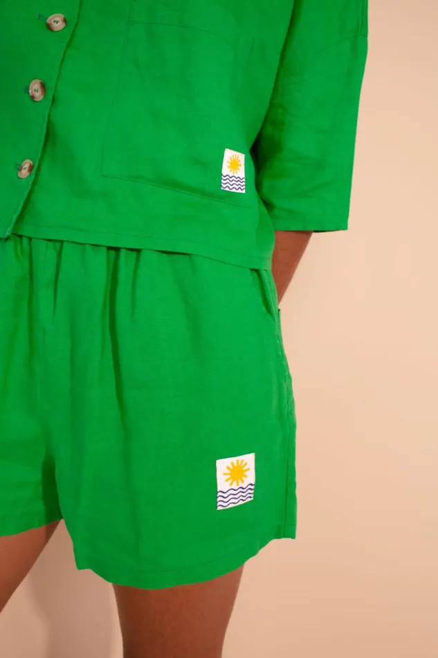 Basic Linen Shorts Green WomensShop LF Markey Shorts