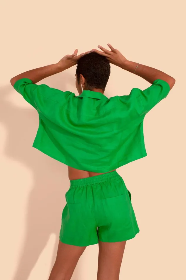 Basic Linen Shorts Green WomensShop LF Markey Shorts