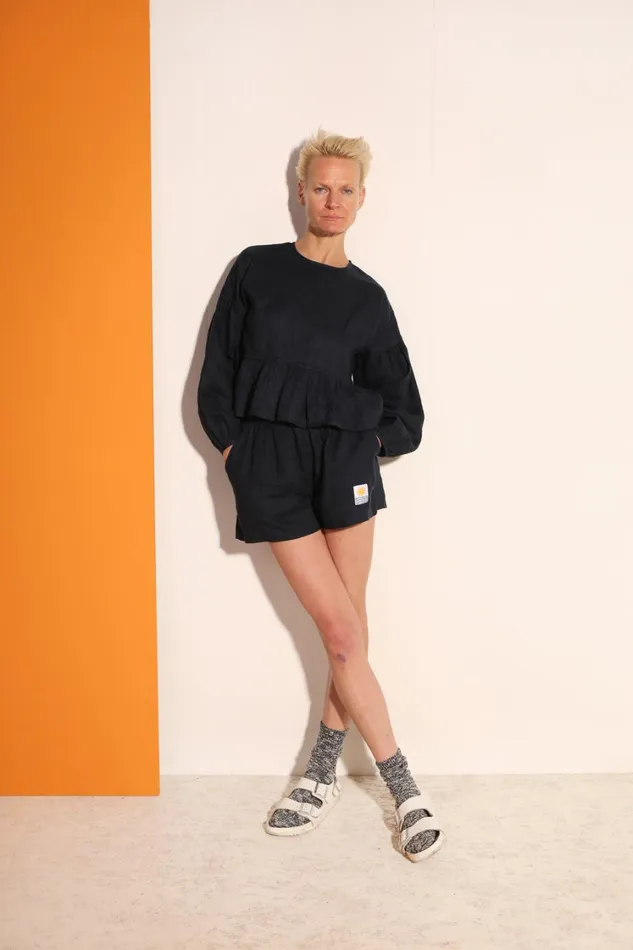Basic Linen Shorts Navy WomensShop LF Markey Shorts