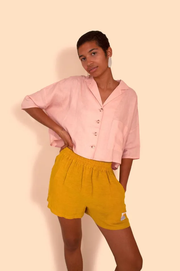 Basic Linen Shorts Saffron WomensShop LF Markey Shorts