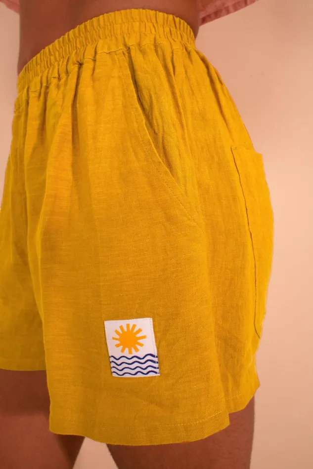 Basic Linen Shorts Saffron WomensShop LF Markey Shorts
