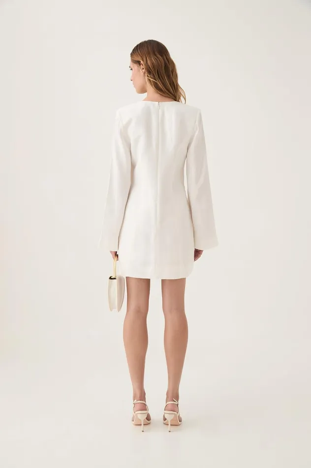 Bettina Pendant Mini Dress Ivory Women Aje White Dresses