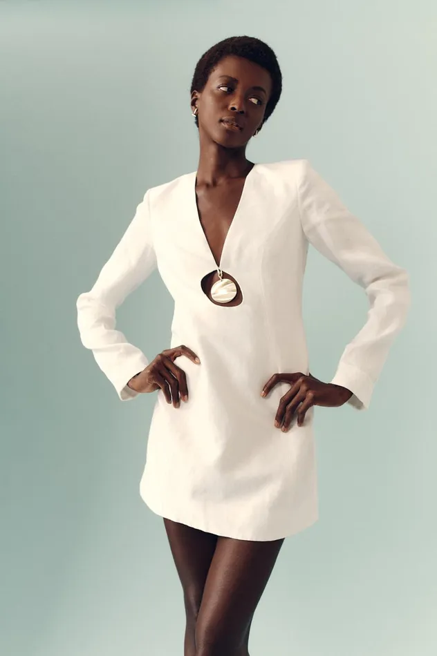 Bettina Pendant Mini Dress Ivory Women Aje White Dresses
