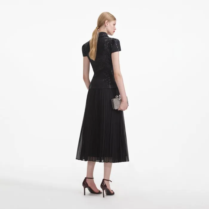 Black Boucle Bow Midi Dress Women Self Portrait Dresses Black Boucle Bow Midi Dress Women Self Portrait Dresses