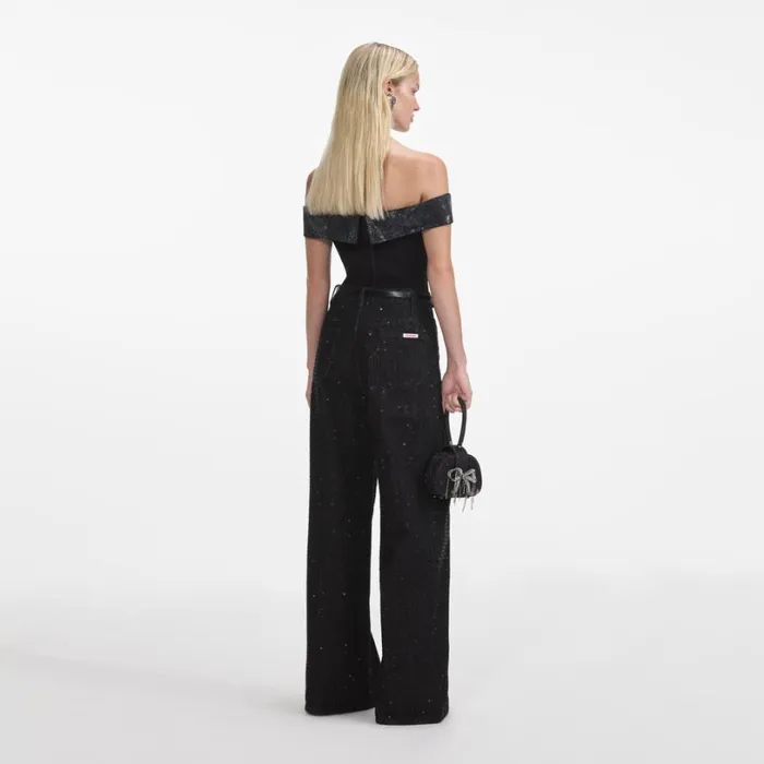 Black Crepe Bow Top Women Self Portrait Tops