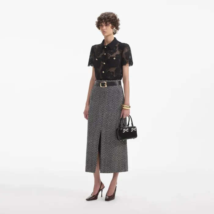 Black Lace Top Women Self Portrait Tops