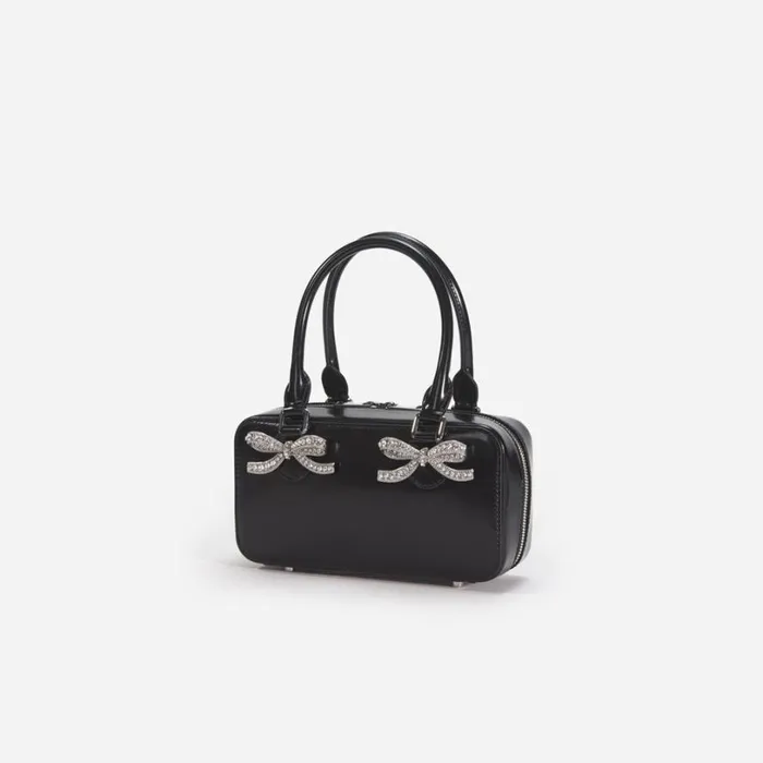 Black Leather Mini Tote Bag Women Self Portrait Mini Black Leather Mini Tote Bag Women Self Portrait Mini