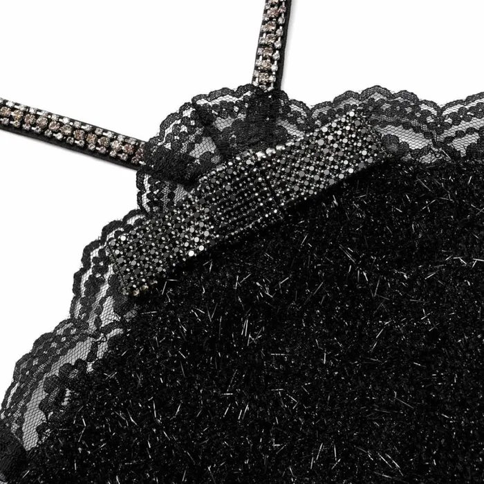 Black Tinsel Boucle Halter Mini Dress Women Self Portrait Dresses