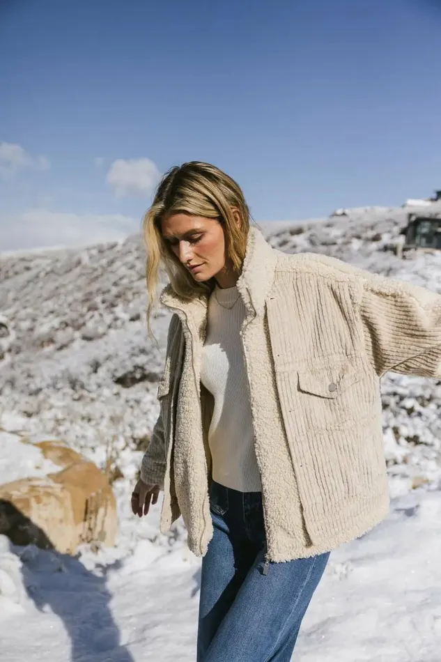 BlankNYC Corduroy Sherpa Jacket Cream Women Bohme Outerwear