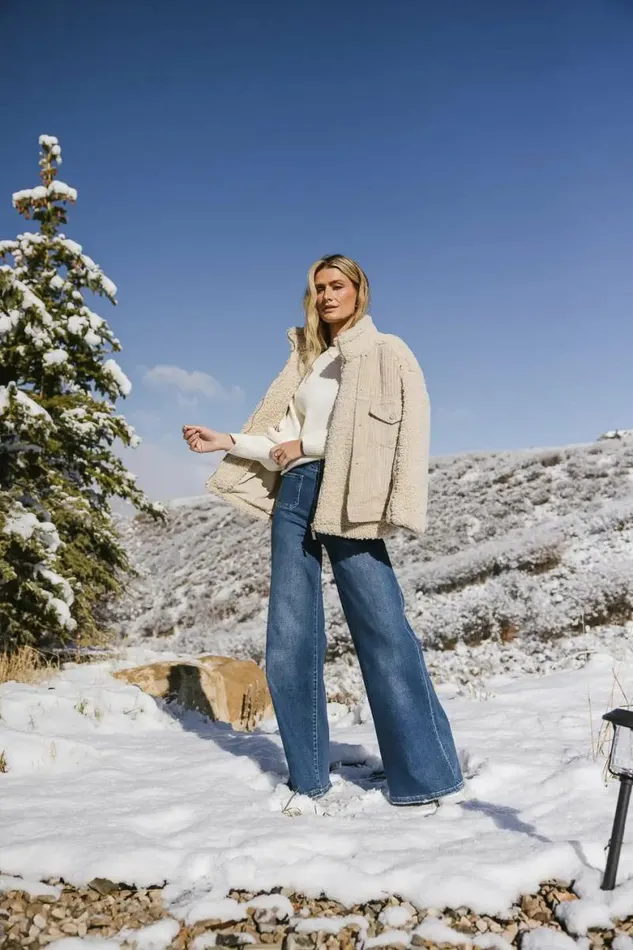 BlankNYC Corduroy Sherpa Jacket Cream Women Bohme Outerwear