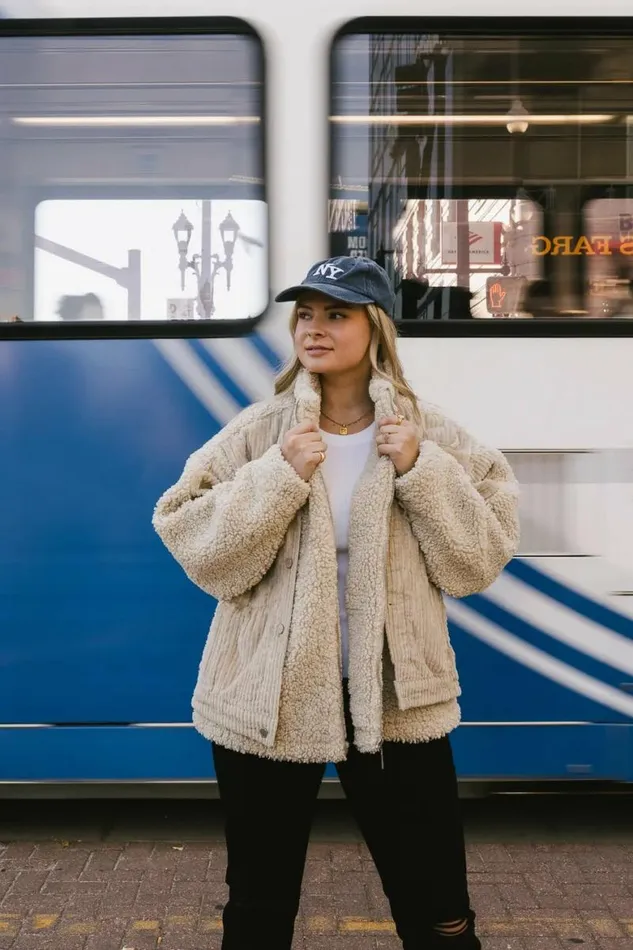 BlankNYC Corduroy Sherpa Jacket Cream Women Bohme Outerwear