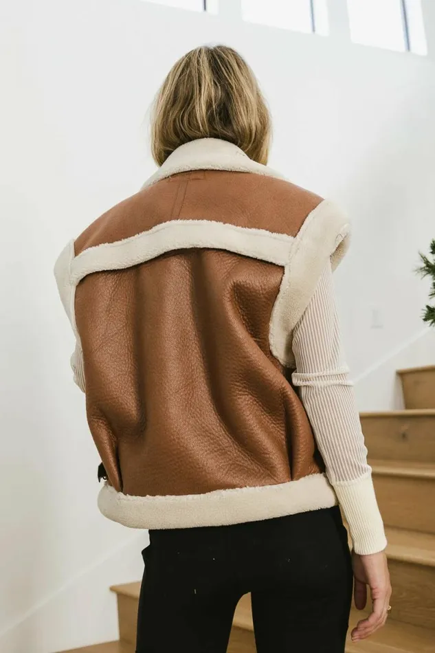 BlankNYC Off To The Races Vest In Cognac Cognac Women Bohme Outerwear
