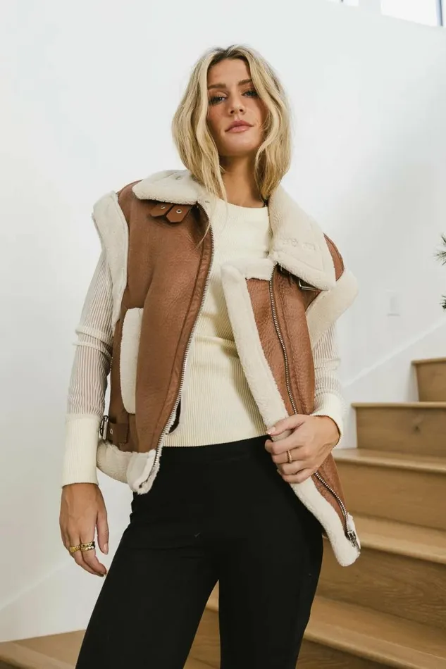 BlankNYC Off To The Races Vest In Cognac Cognac Women Bohme Outerwear