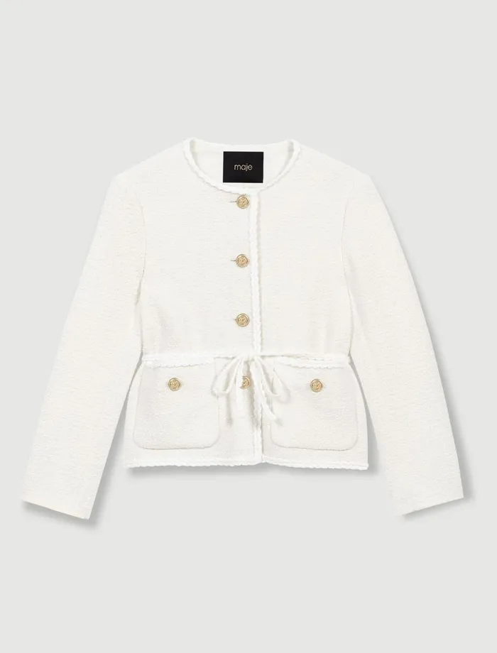 Blazers and Jackets Women Maje Belted Jacket Ecru