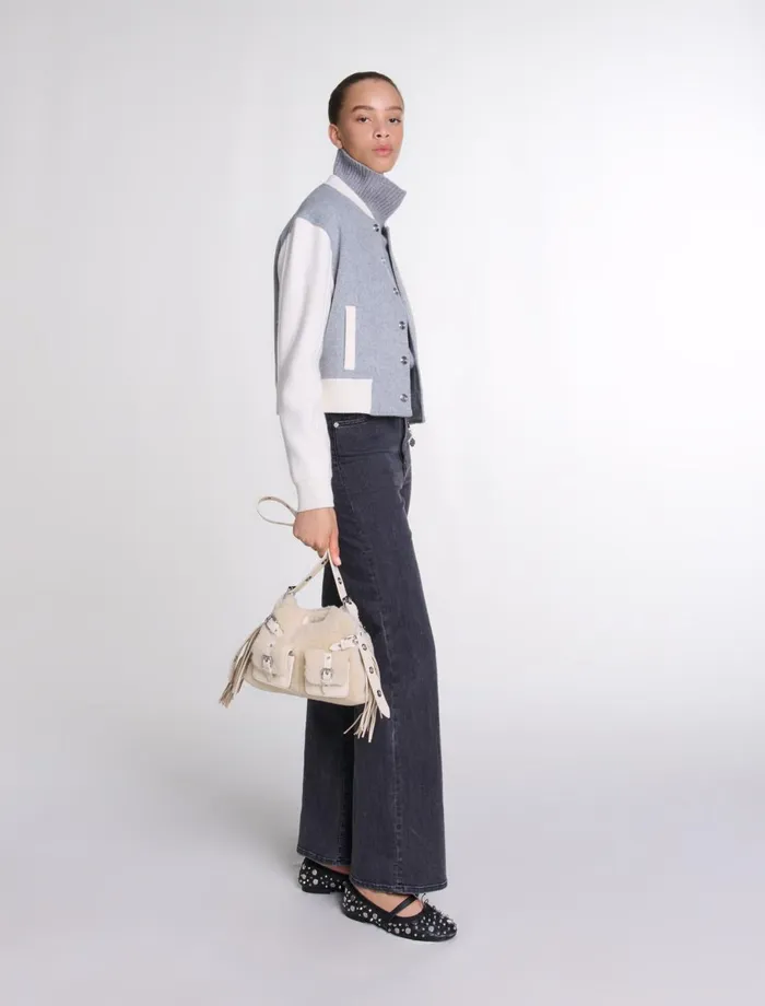 Blazers and Jackets Women Maje Clover Embroidery Bomber Grey