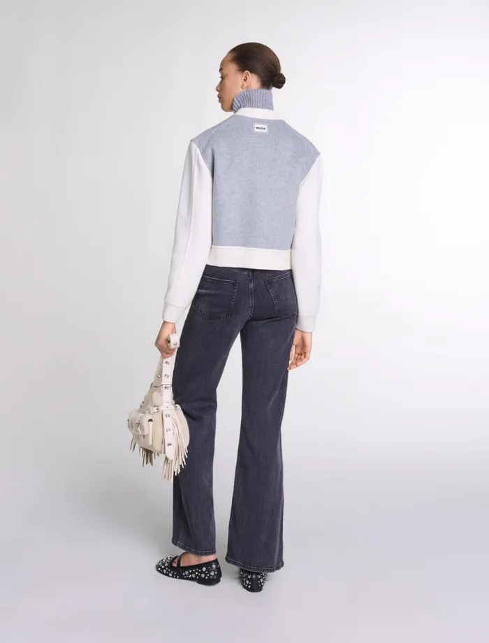 Blazers and Jackets Women Maje Clover Embroidery Bomber Grey