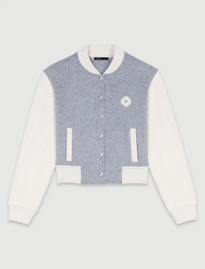 Blazers and Jackets Women Maje Clover Embroidery Bomber Grey