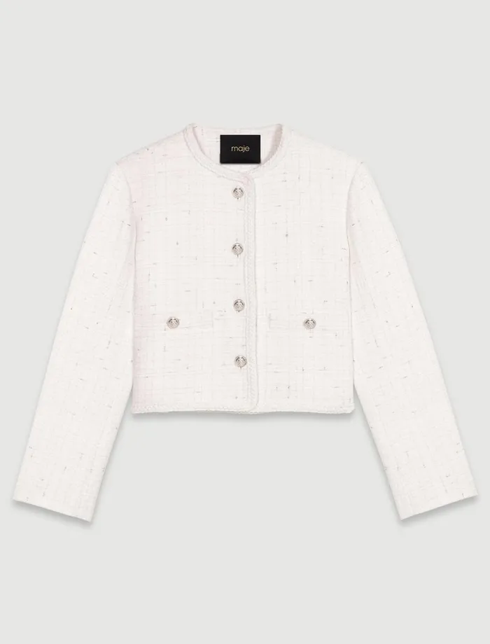 Blazers and Jackets Women Maje Tweed Jacket Ecru