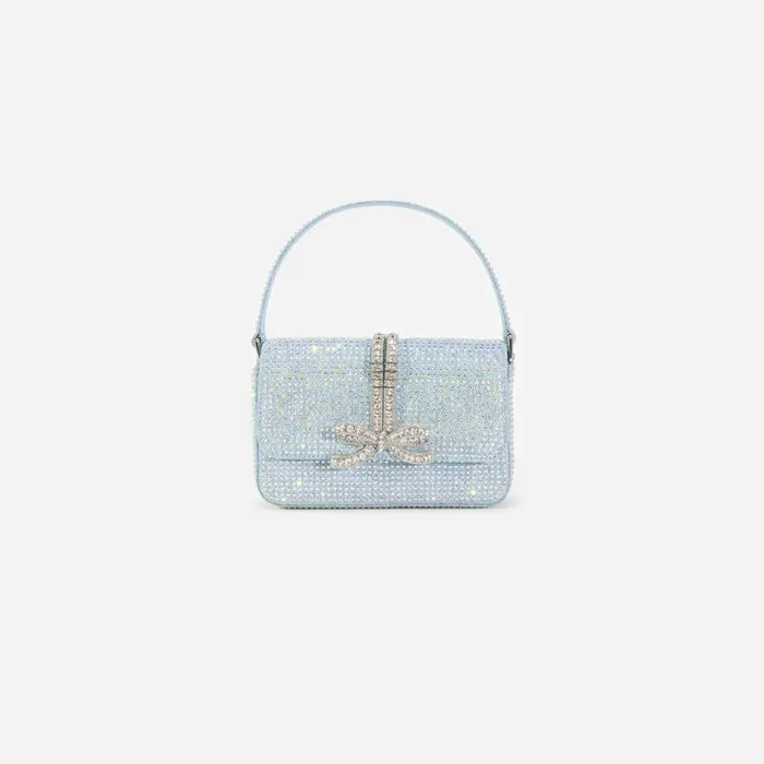 Blue Rhinestone Denim Micro Bag Women Self Portrait Denim