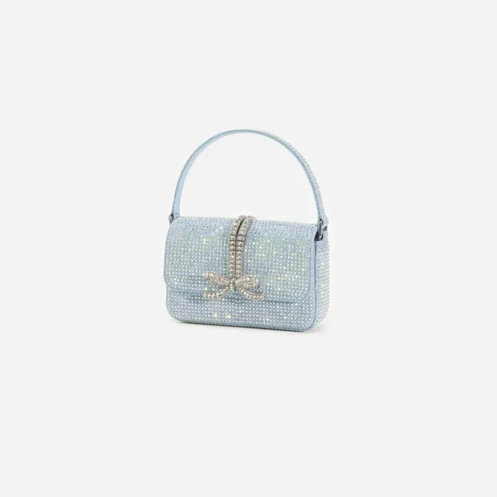 Blue Rhinestone Denim Micro Bag Women Self Portrait Denim