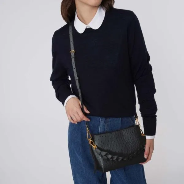 Boheme Ostrich Small Noir Women Coccinelle Top Handle Bag